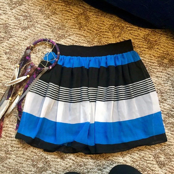Aqua Dresses & Skirts - Aqua Blue Black & White Striped Mini Skirt Medium